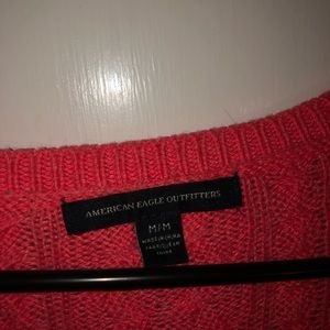scoop neck red/bright pink scoop neck sweater